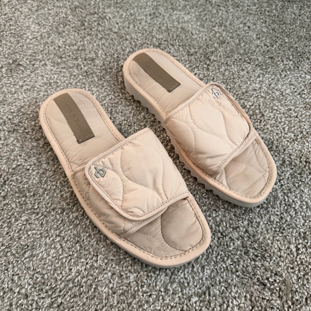RAG & BONE • eira cream puffer quilted slide sandals